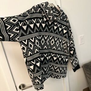 Aztec Joe Fresh Fleece Monochrome Black and White Sweater‎ XXL Western